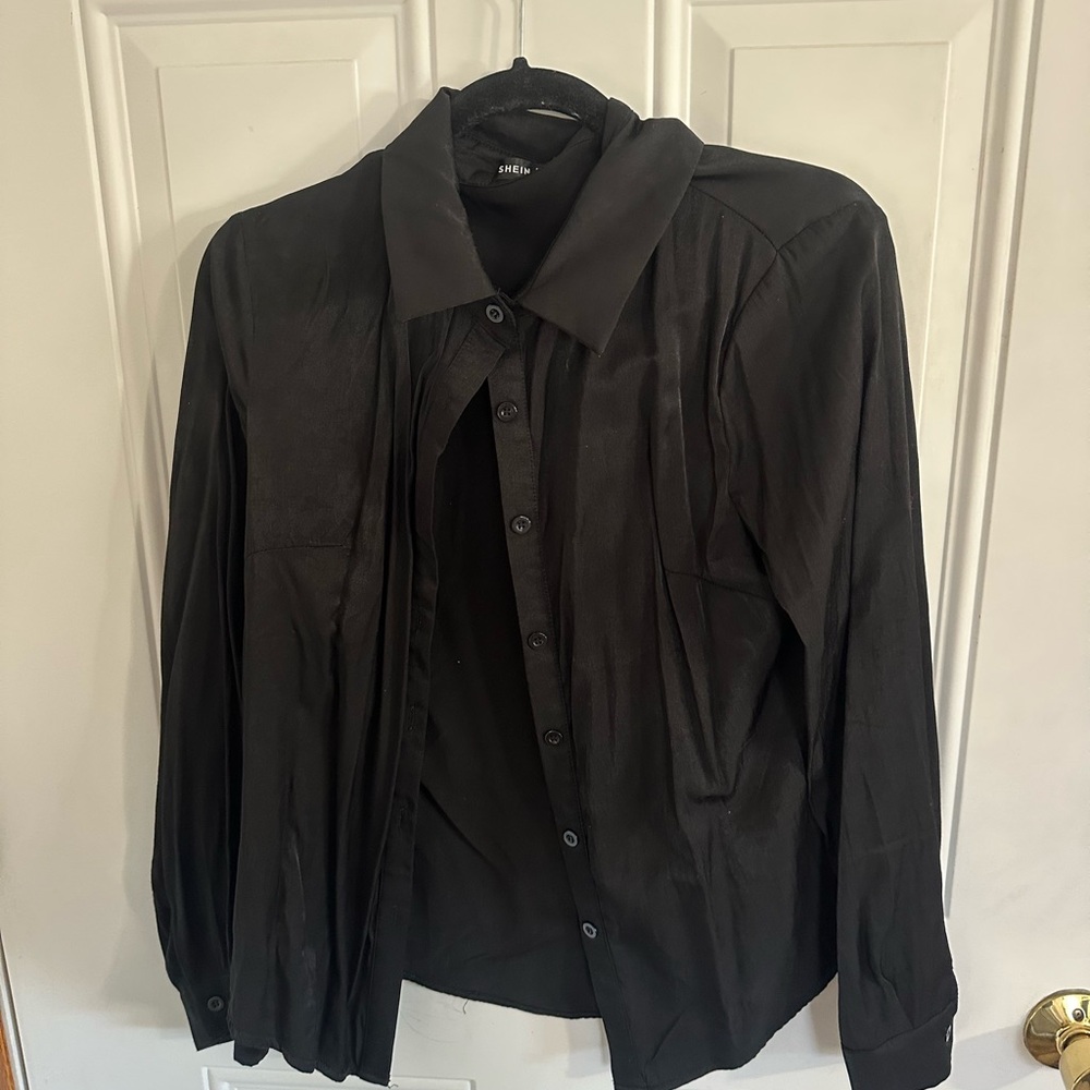 SHEIN Black Women's Button-Up Shirt